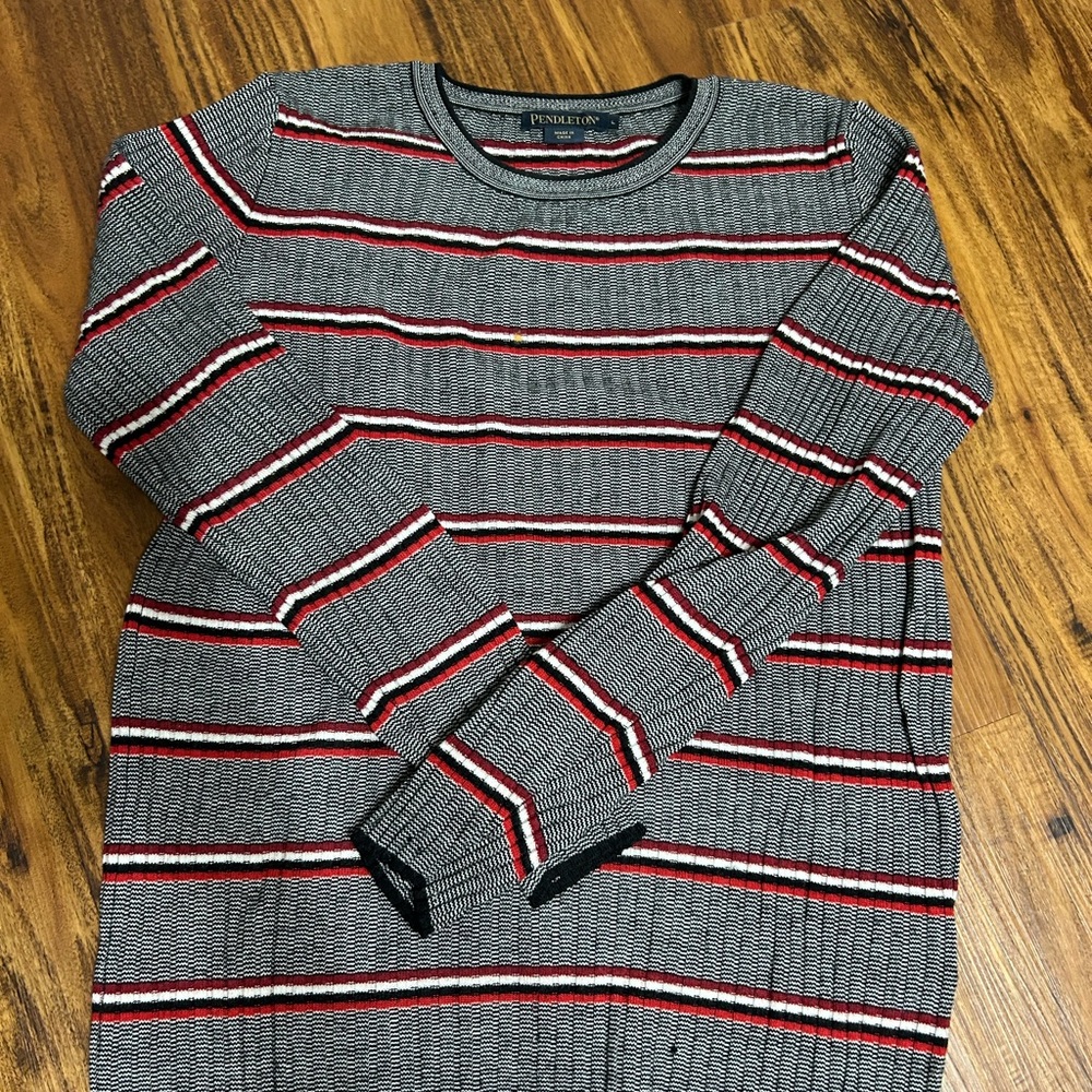 Pendleton Crewneck Sweater - Gray, Red, White